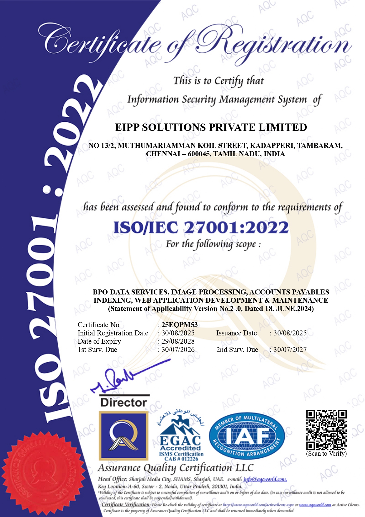 ISO/IEC 27001:2022 Certificate